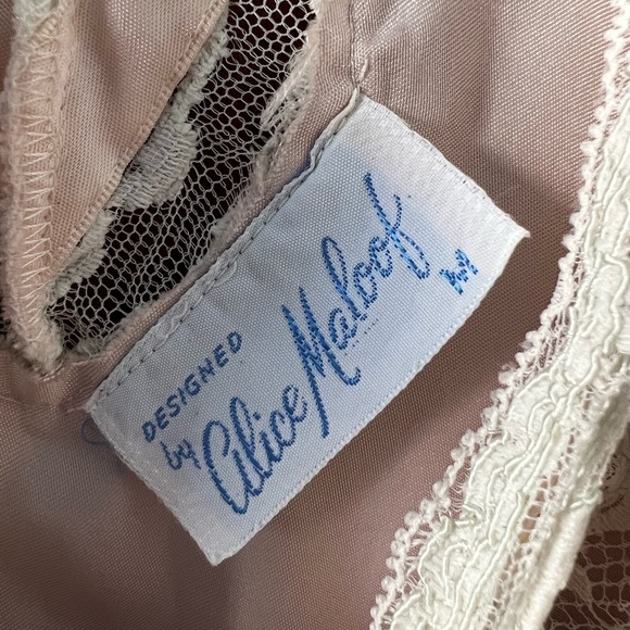 Vintage Alice Maloof Satin Nightgown Slip Dress – Pink Lace Trim Lingerie Medium - Picture 7 of 11